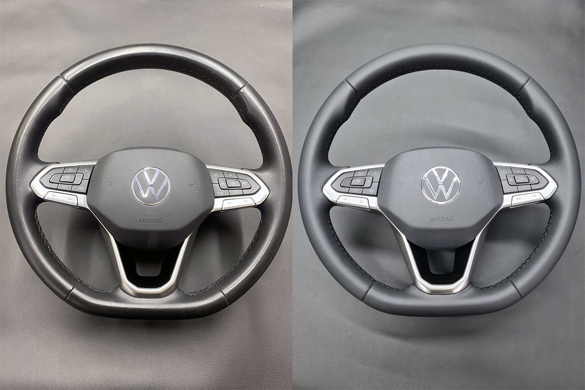 Перетяжка руля Volkswagen Multivan в натуральную кожу фото и цены