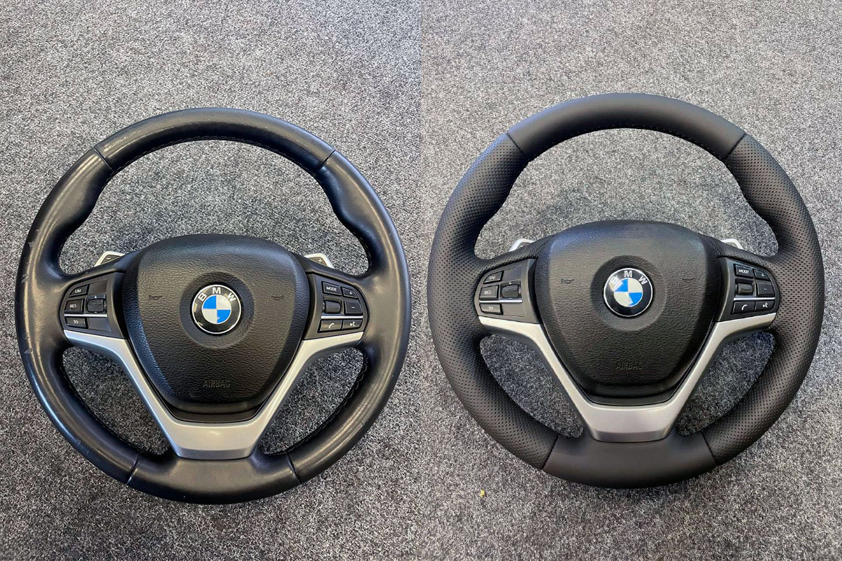 BMW X6 перетяжка руля в натуральную кожу