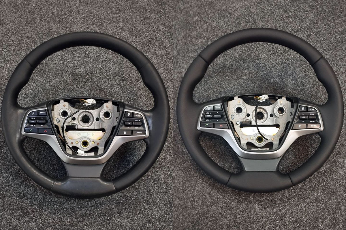 Перетяжка руля Hyundai Elantra в натуральную кожу фото и цены в Воронеже