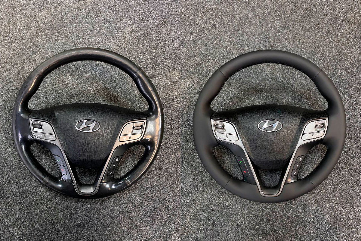 Hyundai Santa Fe перетяжка руля в натуральную кожу