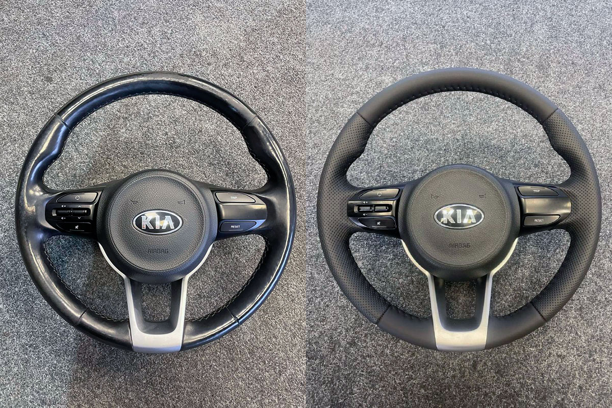 Перетяжка руля Kia Rio в натуральную кожу фото и цены в Воронеже