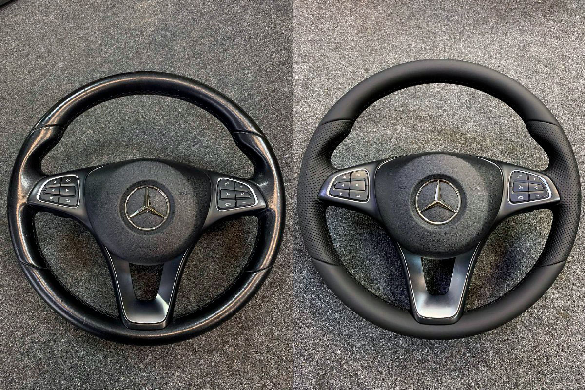 Mercedes GLA перетяжка руля в натуральную кожу