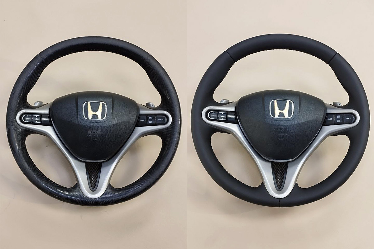 Перетяжка руля Honda Civic и ручки КПП в натуральную кожу цены и фото