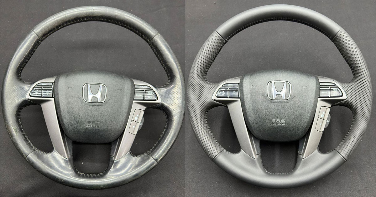 Перетяжка руля Honda Pilot в натуральную кожу фото и цены